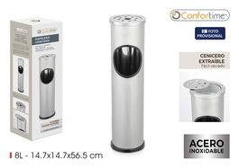 Inde Papelera-Cenicero Ss 8L 14.7x14.7x56.5cm (4 Unidades)