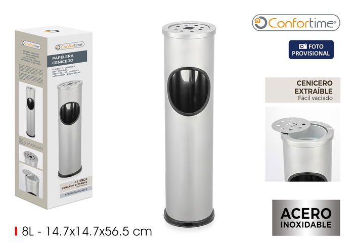 Inde Papelera-Cenicero Ss 8L 14.7x14.7x56.5cm (4 Unidades) Inde Papelera-Cenicero Ss 8L 14.7x14.7x56.5cm (4 Unidades)