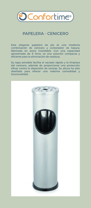 Inde Papelera-Cenicero Ss 8L 14.7x14.7x56.5cm (4 Unidades) Inde Papelera-Cenicero Ss 8L 14.7x14.7x56.5cm (4 Unidades)