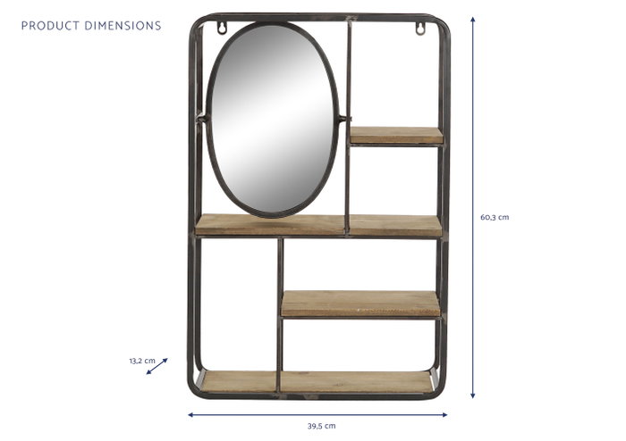 DKD Home Decor Estanteria Loft Metal MDF Espejo 4 Estantes Marron Claro Negro 13.2 x 60.3 x 39.5 cm DKD Home Decor Estanteria Loft Metal MDF Espejo 4 Estantes Marron Claro Negro 13.2 x 60.3 x 39.5 cm