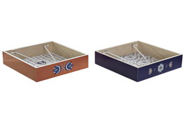 DKD Home Decor Servilletero MDF y Metal Azulejos Surtido 2 Unidades