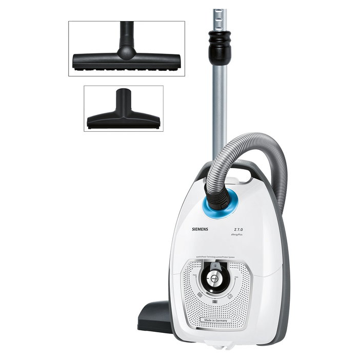 Siemens VSZ7442S Aspiradora cilíndrica 650W con Filtro Allergy Plus, color azul gris blanco