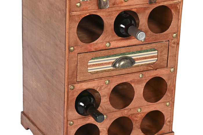 DKD Home Decor Botellero Colonial Marron Multicolor Alamo y PU 35.5 x 71 x 40 cm DKD Home Decor Botellero Colonial Marron Multicolor Alamo y PU 35.5 x 71 x 40 cm