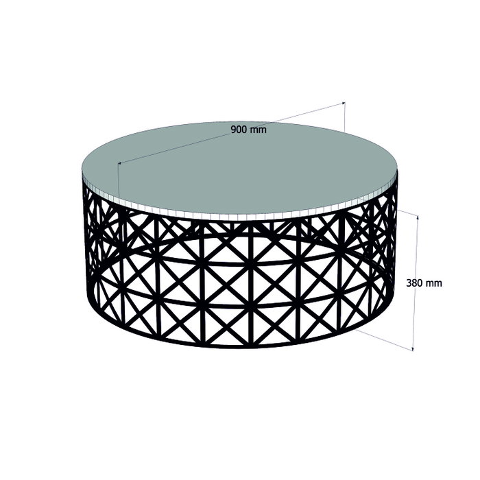 Hanah Home Mesa de Centro Selin Metal Ferforje Roble y Negro, Tablero Melamina, Hierro Forjado, 90x90x38 cm