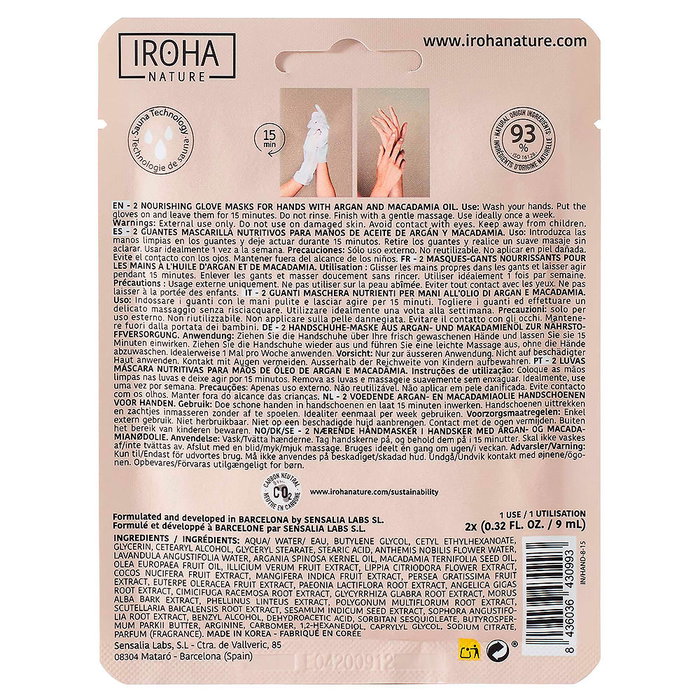 Iroha Mascarilla Nutritiva para Manos Argán & Macadamia 1 u