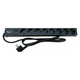 Equip Regleta de enchufes 19 pol. CEE7/7 90° 8xSchuko+Switch Alu.