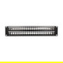 DeLOCK Patch Panel Keystone de 19 Pulgadas, 48 Puertos, 2U, Negro, con Entrada de Tensión y Relieve, Panel de Conexión para Rack de Metal, Ref: 19? 48 Port mit Entlastungsschienen