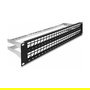DeLOCK Patch Panel Keystone de 19 Pulgadas, 48 Puertos, 2U, Negro, con Entrada de Tensión y Relieve, Panel de Conexión para Rack de Metal, Ref: 19? 48 Port mit Entlastungsschienen