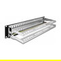 DeLOCK Patch Panel Keystone de 19 Pulgadas, 48 Puertos, 2U, Negro, con Entrada de Tensión y Relieve, Panel de Conexión para Rack de Metal, Ref: 19? 48 Port mit Entlastungsschienen