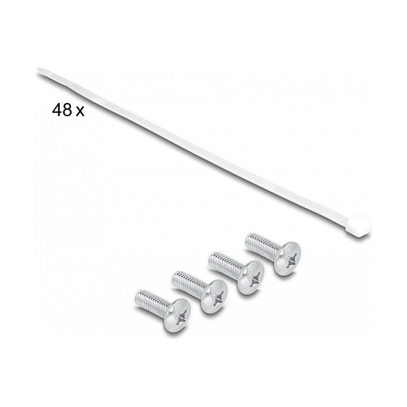 DeLOCK Patch Panel Keystone de 19 Pulgadas, 48 Puertos, 2U, Negro, con Entrada de Tensión y Relieve, Panel de Conexión para Rack de Metal, Ref: 19? 48 Port mit Entlastungsschienen