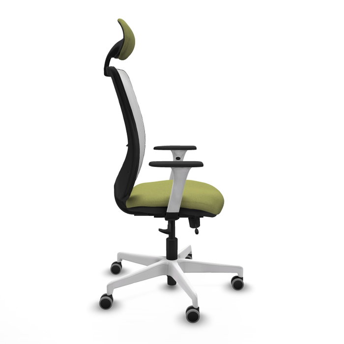 PIQUERAS Y CRESPO Silla de oficina Zulema Verde oliva con malla Blanca