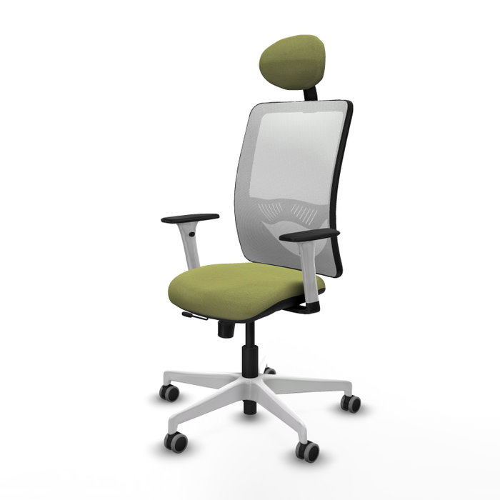 PIQUERAS Y CRESPO Silla de oficina Zulema Verde oliva con malla Blanca