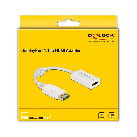 DeLOCK Adaptador DisplayPort 1.1 macho a HDMI hembra blanco 0,15 m