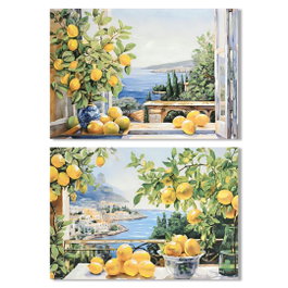 DKD Home Decor Cuadro Lienzo MDF 100x3x70 Limones Balcón (Pack de 2)