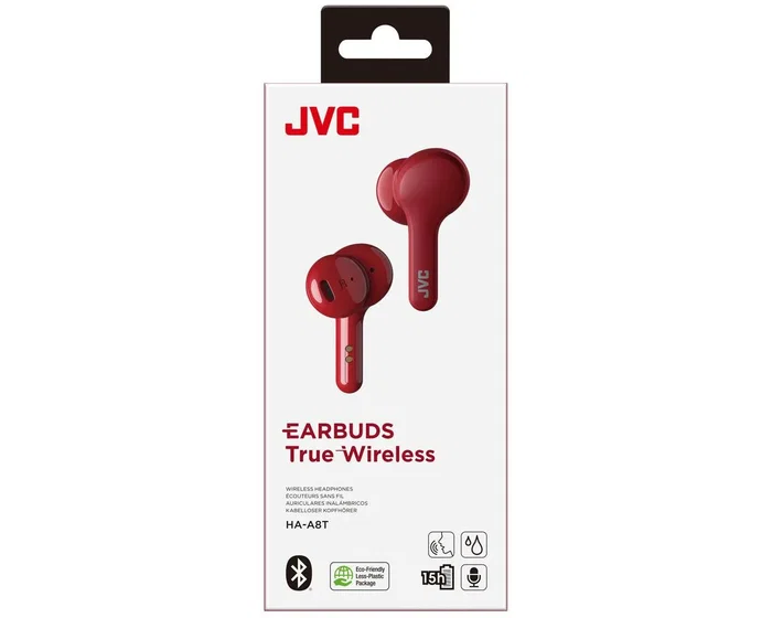 JVC Auriculares Inalámbricos True Wireless TWS HA-A8T-R Intrauditivos Bluetooth 5.0 IPX4 Resistente al Agua Batería 15h Carga Rápida Rojo JVC Auriculares Inalámbricos True Wireless TWS HA-A8T-R Intrauditivos Bluetooth 5.0 IPX4 Resistente al Agua Batería 15h Carga Rápida Rojo