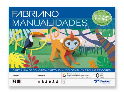 Fabriano Bloc de Cartulina de Colores Surtidos 32x24cm