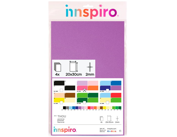 Innspiro Set de 4 láminas de goma EVA colores cálidos 20x30cm x 2mm Innspiro Set de 4 láminas de goma EVA colores cálidos 20x30cm x 2mm