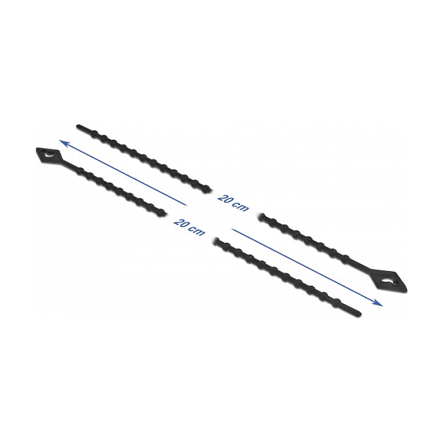 DeLOCK Bridas Reutilizables de Poliamida, 100 Unidades, 200 mm de Longitud x 2.4 mm de Ancho, Color Negro, para Conjuntos de hasta 5.2 cm