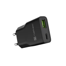 Natec Ribera GAN Slim Cargador USB-A + USB-C Negro