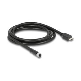 DeLOCK 81218 Cable M12 A-codificado 17 pines a HDMI de 2 m, negro