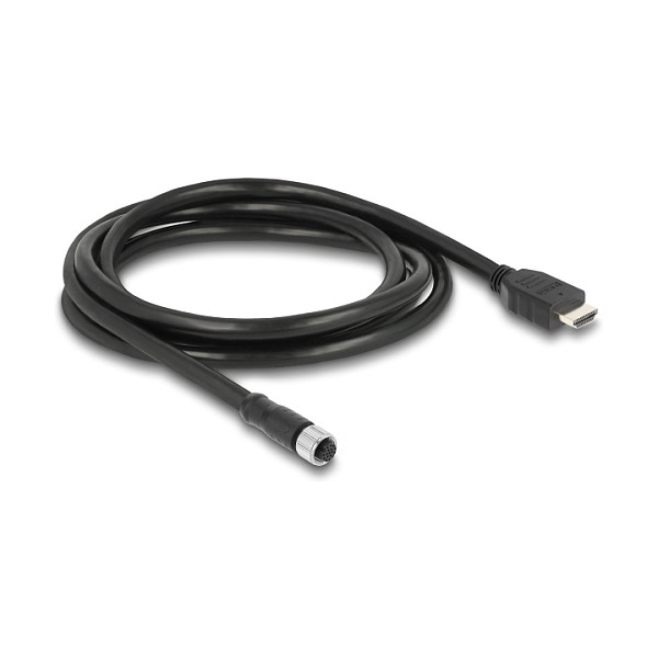 DeLOCK 81218 Cable M12 A-codificado 17 pines a HDMI de 2 m, negro DeLOCK 81218 Cable M12 A-codificado 17 pines a HDMI de 2 m, negro