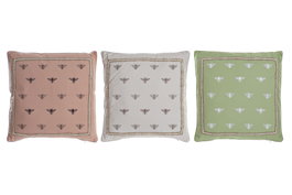 DKD Home Decor Cojín de Poliéster con Diseño de Abejas y Acabado Bordado, Surtido de 3 Unidades