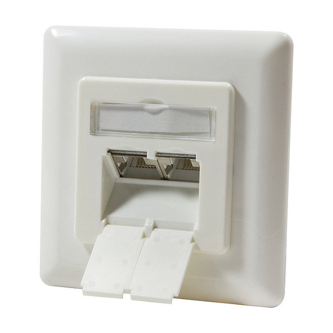 LogiLink Toma de pared Cat.6A 2xRJ45 STP horizontal blanco puro