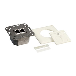 LogiLink Toma de pared Cat.6A 2xRJ45 STP horizontal blanco puro