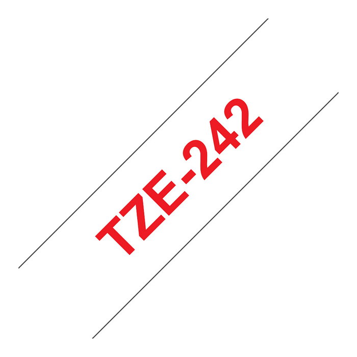 Brother Cinta laminada TZE-242, Texto rojo sobre fondo blanco, 18 mm