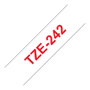 Brother Cinta laminada TZE-242, Texto rojo sobre fondo blanco, 18 mm
