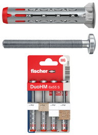FISCHER DuoHM 6-55STX Taco para placa de yeso con tornillo, pack de 4 unidades