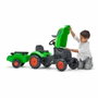 Falk X-Tractor Tractor de pedal verde con capó de apertura y remolque