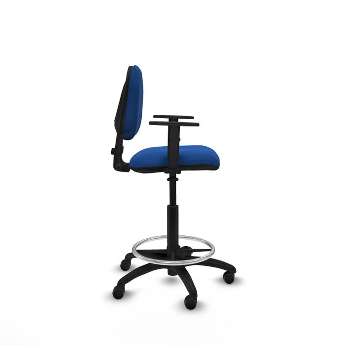 PIQUERAS Y CRESPO Taburete Isso CP similpiel azul con brazos 1D