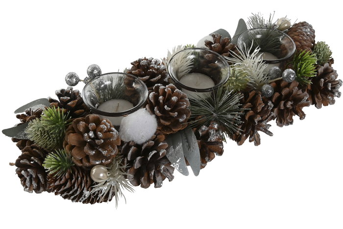 DKD Home Decor Portavelas Piña Cristal Verde con 3 Velas DKD Home Decor Portavelas Piña Cristal Verde con 3 Velas