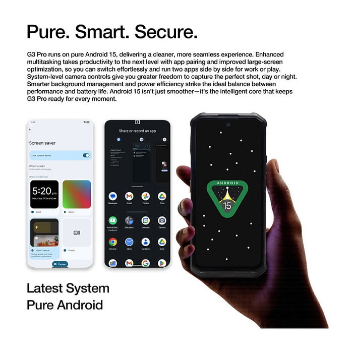 AGM G3 PRO Smartphone 5G con Cámara Térmica, 12GB RAM + 512GB, Batería 10000mAh, Pantalla 120Hz, Android 15, Negro, Resistente IP68 IP69K