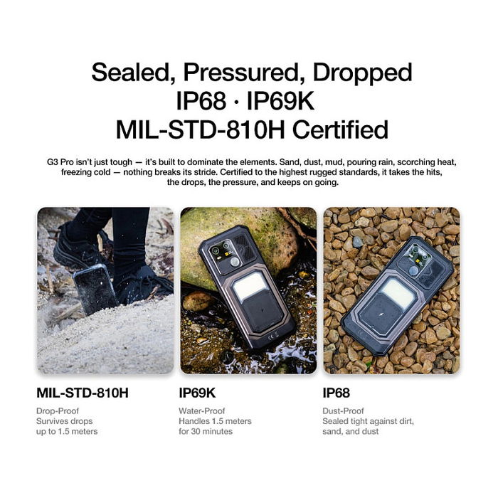 AGM G3 PRO Smartphone 5G con Cámara Térmica, 12GB RAM + 512GB, Batería 10000mAh, Pantalla 120Hz, Android 15, Negro, Resistente IP68 IP69K