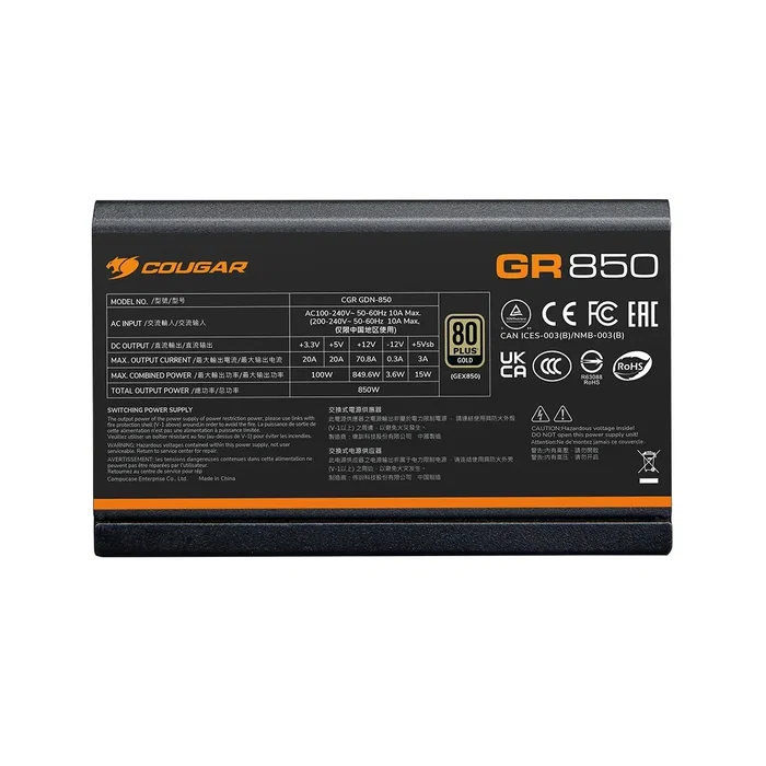 Cougar GR 850W 80 PLUS Gold Totalmente Modular Cougar GR 850W 80 PLUS Gold Totalmente Modular