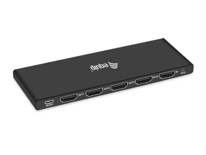 Equip 332717 HDMI Splitter 1x4 4 Puertos HDMI 2.0 Ultra Slim 4K Ultra HD/60Hz 3D HDCP 2.2 Aluminio Negro