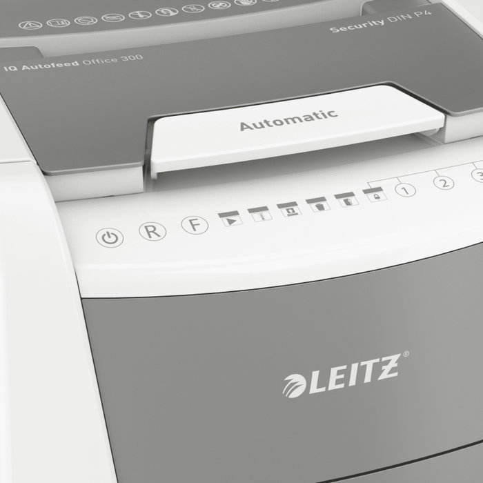 LEITZ IQ 300 Autofee Trituradora de Documentos P4/4x28/300 Hojas/60L