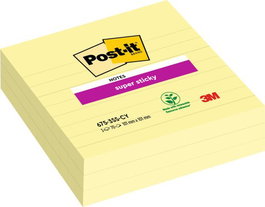 Taco Notas Post-It 675 Super Sticky 101X101 Amarillo Canario Con Lineas Pack De 3