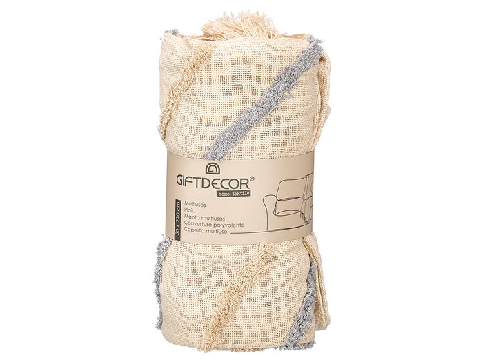 Giftdecor Multiusos Bordado Iris, Gris, 150x220 cm (Set de 9)