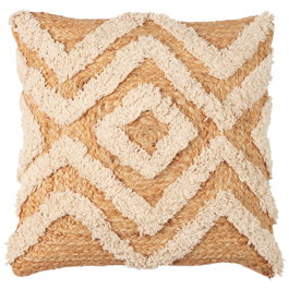 Home Deco Factory Cojín Decorativo 40x40 cm, Colección Natural, Material Yute y Algodón para Salón o Dormitorio