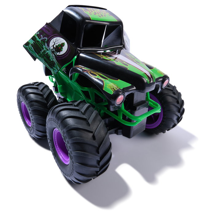 Spin Master Monster Jam Grave Digger Monster Truck Teledirigido a Escala 1:15, Modo Smash 'n Bash con Auto-Reparación, Juguete para Niños de 4 Años o Más, Negro y Verde