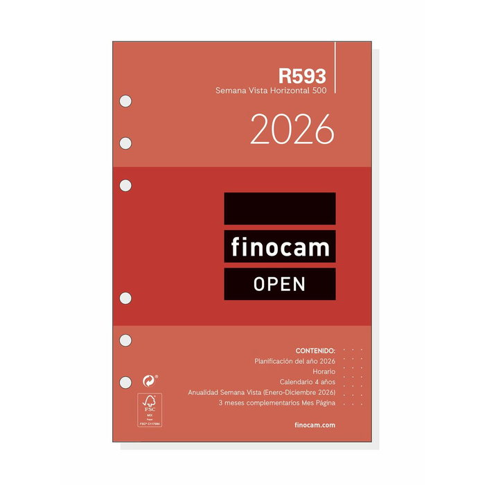 Finocam Recambio Anual Agenda de Anillas Open R599 2026 117x181mm SVV Finocam Recambio Anual Agenda de Anillas Open R599 2026 117x181mm SVV