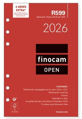 Finocam Recambio Anual Agenda de Anillas Open R599 2026 117x181mm SVV Finocam Recambio Anual Agenda de Anillas Open R599 2026 117x181mm SVV