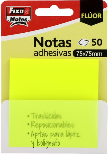Notas Adhesivas Fixo Notes Traslucidas 50H 75X75 Amarillo Neon (Set de 24) Notas Adhesivas Fixo Notes Traslucidas 50H 75X75 Amarillo Neon (Set de 24)