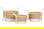 DKD Home Decor Cesta Crema Natural Set de 3 (2 Unidades) 25 x 25 x 22 cm Fibra y Algodón