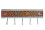 DKD Home Decor Perchero de Pared Estilo Indio Multicolor Blanco Mango y Cerámica Pintado a Mano 2 Unidades 5 x 17.5 x 48.5 cm