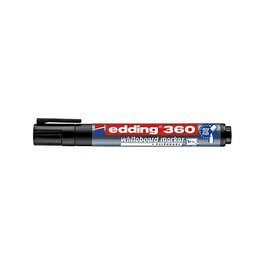 Edding Marcador Pizarra Blanca 360 Recargable Negro, Punta Redonda 1.5-3mm, Tinta Borrable y Resistente a la Luz