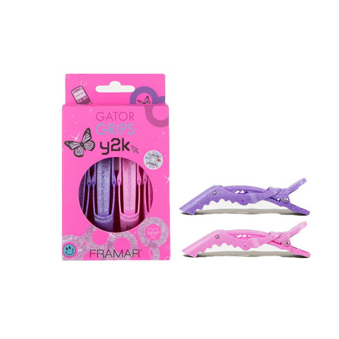 Framar Y2K Gator Grips (4 Piezas) Pinzas de Goma para Cabello con Boca Ancha para Sujetar Grandes Secciones de Forma Segura Framar Y2K Gator Grips (4 Piezas) Pinzas de Goma para Cabello con Boca Ancha para Sujetar Grandes Secciones de Forma Segura